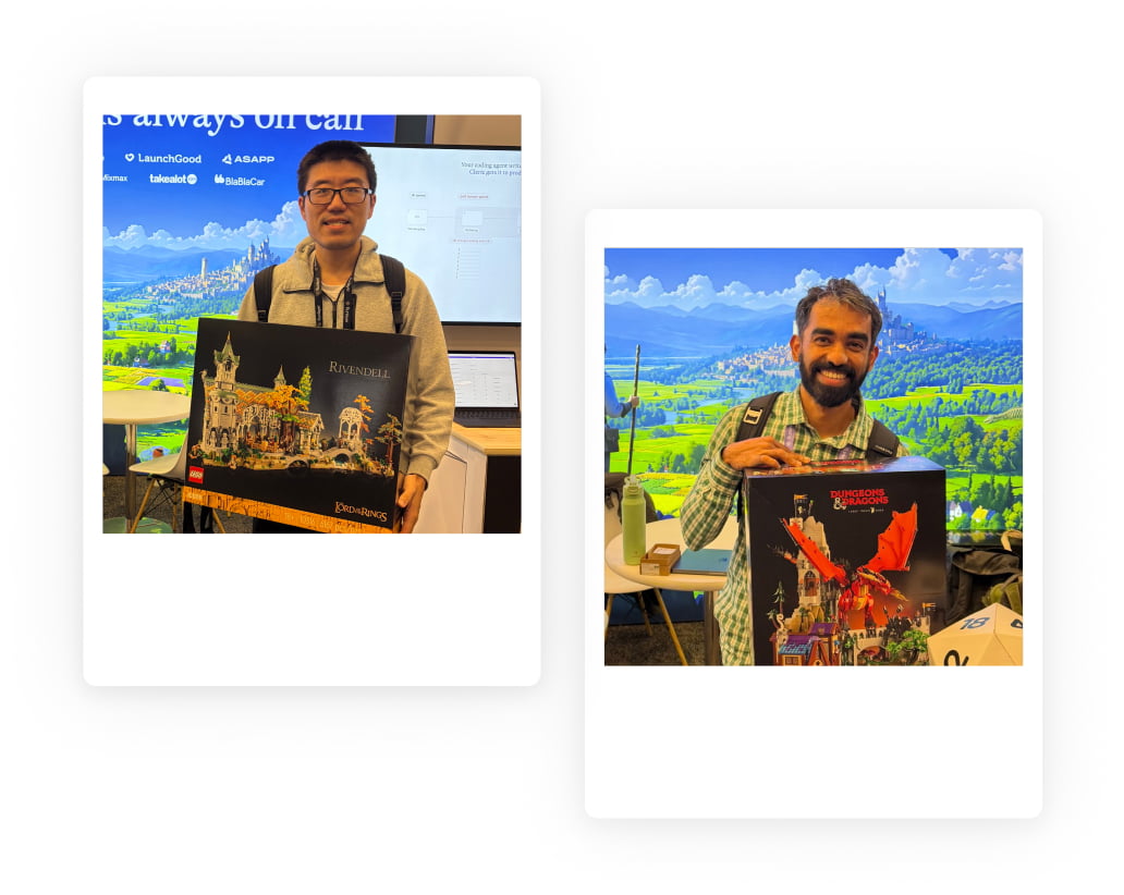 Our two LEGO winners at the booth